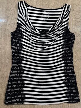 INC International Concepts Black and White Striped Women’s Top